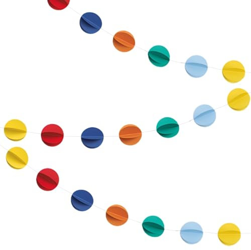 Classic Multicolor Mini Honeycomb Ball Garland - 7 ft. (1 Pack) - Vibrant & Fun Design - Ideal for Birthdays, Weddings, and Festive Events