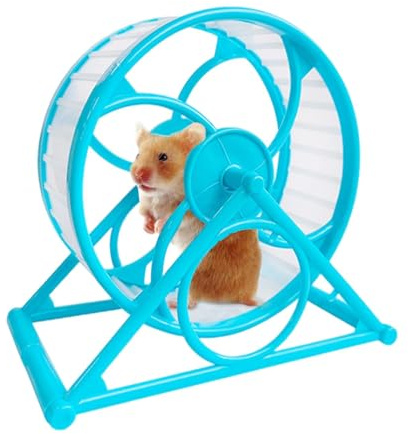 Generic Ruota Silenziosa per Criceti, Antiscivolo, Robusta, 15 x 13 cm, Blu, PVC, per Vari Piccoli Animali Domestici
