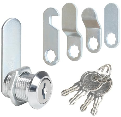 Luabue Serrure de boîte aux lettres - 20 mm - Avec 4 fermetures et 5 plaques de serrure différentes - Serrure à levier - Pour boîtes aux lettres, portes d'armoire (20 mm)