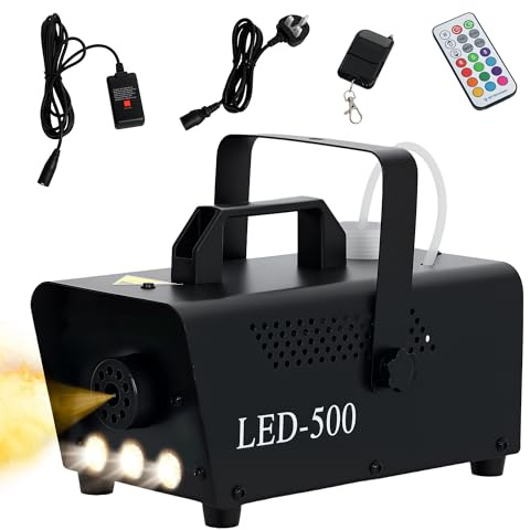 HOMCOM Smoke Machine with 3 RGB LED Lights, 13 Colours, 4 Effects, 450W 2000 CFM Fog Machine with Wired and Wireless Remote Control, for Halloween, Xmas, Wedding, Disco, Stage