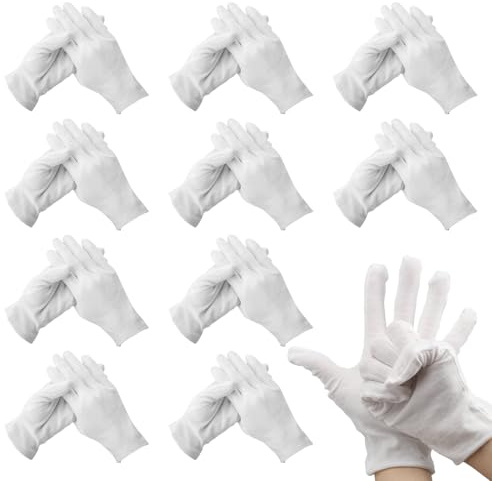 Lot de 24 Paires Gants Coton Blanc, Cotton Gloves Confortables et Respirants, Minces Gants en Coton, Hommes et Femmesde de Gant, pour L'examen des Bijoux, Matériaux de Traitement, Travail Quotidien