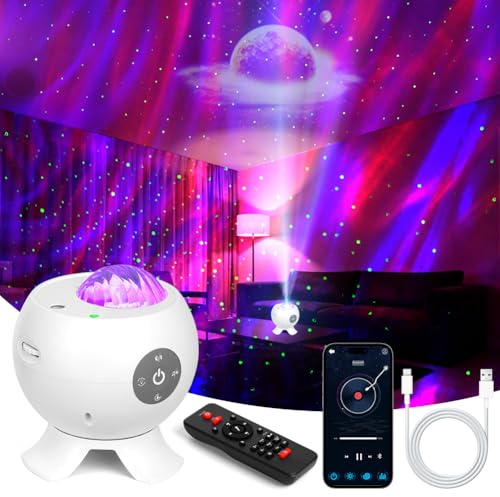 AOOTE Proyector de Estrellas,Proyector Estrellas Aurora con Función de Temporizador,Proyector Planetarium,Cielo Estrellado Panorámico de 360 Grados,18 Modos Aurora,8 Luces Nocturnas de Ruido Blanco