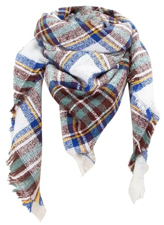 Generisch Checked New Thorn Square Scarf for Women Checked Triangle Scarf for Women Scarf Men Black Fine Knit, blue, A