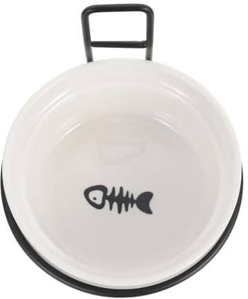 Kichvoe Gamelle Suspendue Murale pour Chat en Céramique Blanche, Bol Amovible et Lavable, Support Mural Fixe Anti-Renversement, Distributeur de Nourriture Pratique pour Animaux