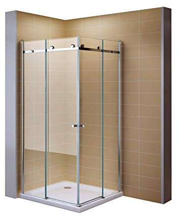 Schiebetuer Eckdusche Duschkabine Eckeinstieg mit Rollsystem aus Sicherheitsglas (ESG) 200 cm hoch #88 (100cm X 100cm Ohne Wanne)