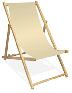 MultiBrands Liegestuhl, Holz, ohne Armlehne, klappbar (Naturweiß)