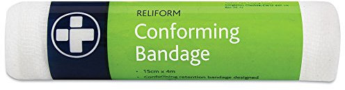 Reliance Medical Reliform Conforming Bandage - Ideal for Securing Dressings and Wound Care, Soft, Lightweight, Comfortable, and Highly Stretchy, 15 cm x 4 m, Pack of 10