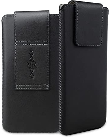 XiRRiX Handy Gürteltasche - Handytasche Gürtel Größe 5XL - kompatibel mit Google Pixel 6 Pro 7 Pro - kompatibel mit iPhone 12 Pro Max/13 Pro Max/14 Plus/14 Pro Max - Leder Holster schwarz