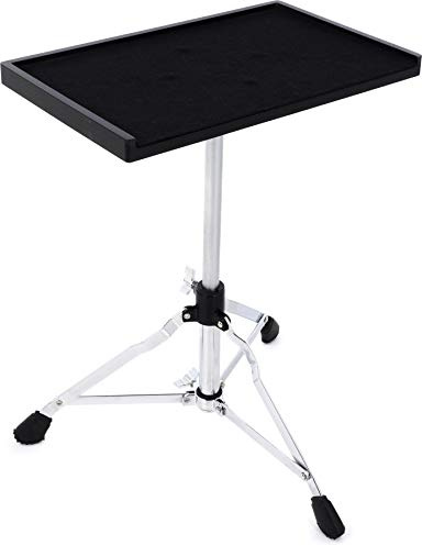 Gibraltar Sidekick Essentials Table with Stand, with Felt-Lined Surface, 3-Sided Edge, Height Adjustable Low Tripod Base, Compact Utility Table for Musicians and DJs (G-SES)