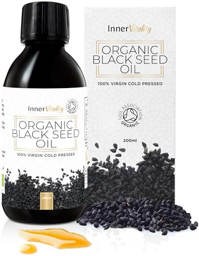 Organic Black Seed Oil Slow Cold-Pressed Dark High Strength Pure Virgin Oil up to 5X% - also known as Kalonji by Inner Vitality
