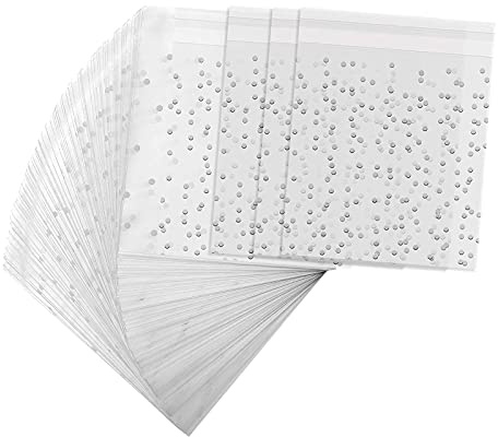 200 PCS Sealable Biscuit Bags, Polka Dot Cookie Bags Self Seal Cellophane Self Adhesive Treat Bags Small Plastic Bag Wax Melt Packaging Bags Candy Gift