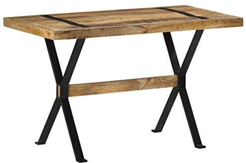 vidaXL Mesa de Comedor Cocina Centro Auxiliar Consola Mesita de Salón Lateral Café Té de Sofá Hogar Sala de Estar 120x60x76 cm Madera de Mango Rugosa