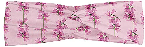 ABAKUHAUS Blumen Bandana Kopftuch, Rosa und lila Glockenblumen, Elastisch und Angenehme alltags accessories, Baby-Rosa und hellviolett