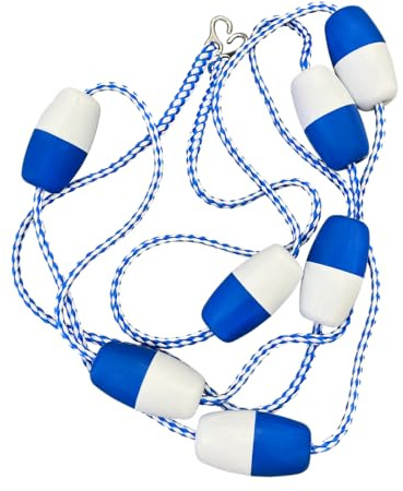Poolzilla 16ft Swimming Pool Safety Rope and Float Kit Pre-Assembled Shallow End Divider with Stainless Steel Hooks