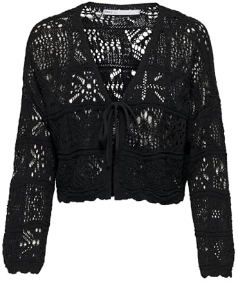Only Cardigan all'Uncinetto da Donna con Maniche Lunghe e Lacci Anteriori