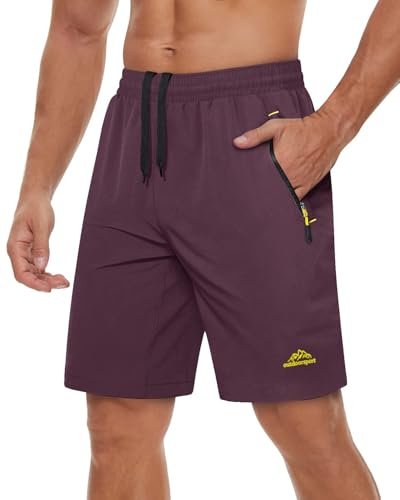 TACVASEN Running Shorts Men Breathable Gym Shorts Men Zip Pocket Sports Shorts Men Outdoor Shorts for Men Workout Shorts Men Training Shorts for Men Purple Red