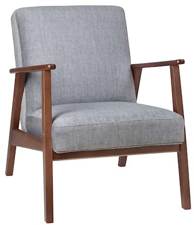 ECO SILLA Y DESCANSO Butaca Teka Antimanchas de Estilo nórdico - Butacas de Salon Madera Haya Maciza - Totalmente MONTADA - Fabricado en España (Gris Nogal)