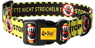 Dingo Hundehalsband Gelb Stop Bitte Nicht Anfassen Yellow Dog Project Internationale Kampagne 2,0 X 45 cm (23-34 cm) klick-Verschluss Verstellbereich 15365