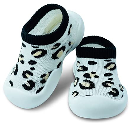 Dookeh Baby Sock Shoes (A1-Leopard Light, 12-18 Months, EU Size 20-21, Factory Size_Printed on Shoes 22/23)