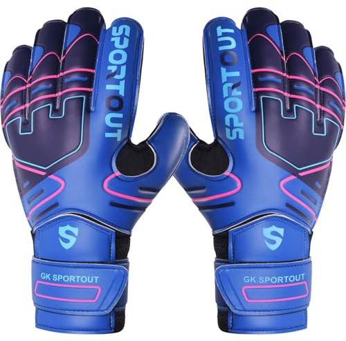Sportout Guantes de Portero, Guantes de fútbol con Protector de Dedos, Guantes de Portero para niños, para Hombre, con látex Antideslizante de 4 mm, Guantes de Portero para niños, Adultos y jóvenes