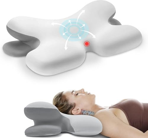 Hola Home Almohada Cervical Viscoelastica, Almohada Ortopedica y Antironquidos, Almohada Cervicales y Cuello, Almohada para Dormir de Lado y Boca Arriba