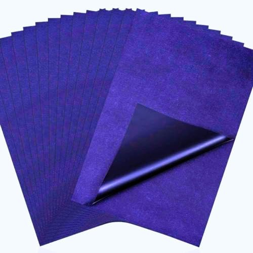 A4 Carbon Paper 12 Sheets Transfer Paper Carbon Paper for Paper, Metal, Glass, Carving, DIY Wood Burning Transfer Craft I Hand Copy A4 (210X330MM) (Blue)