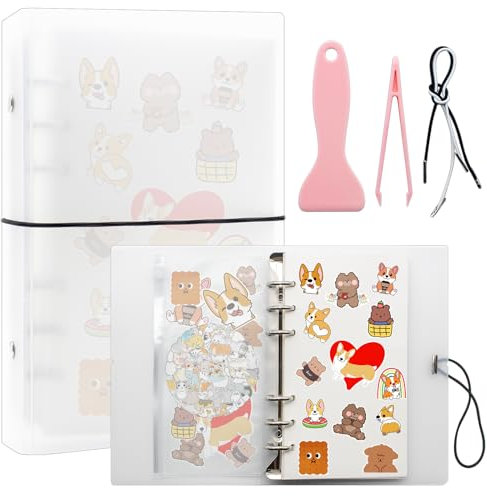 Collecting Book 80 Sheets, Reusable Sticker Album With Tweezer and Spatula (Transparent)