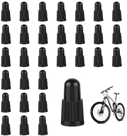 30 Pezzi Nero Plastica Tappo Valvola Presta per Bicicletta Set, Durevole Riutilizzabile Cappucci Antipolvere per Bicicletta, Cappucci delle Valvole per Bici da Turismo e Bici Pieghevoli