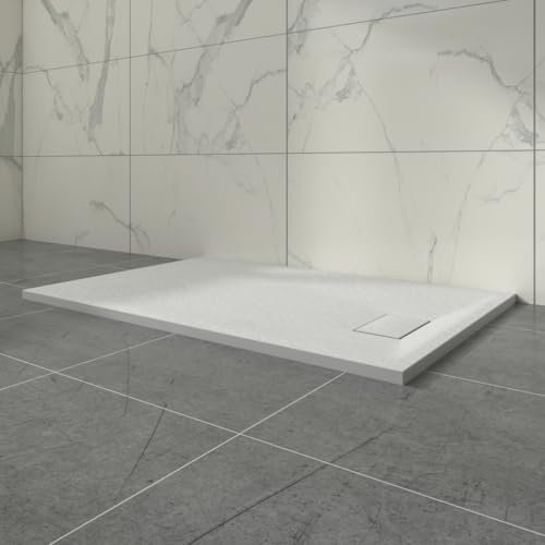 Aquariss SMC Slate Effect Shower Enclosure Tray 1200x800mm Rectangular Wetroom Shower Base White
