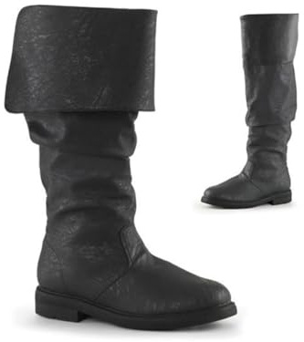 Agiyenna Bottes Médiévales pour Hommes Chaussures Steampunk Renaissance Bottes Occidentales Rétro Talon Épais Bottes Plates à Enfiler Mi-hautes Couleur Unie Bottes de Moto à Lacets Décontractées