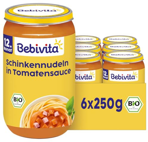 Bebivita Menüs ab dem 12. Monat Schinkennudeln in Tomatensauce, 250g 6er Pack (6x250g)