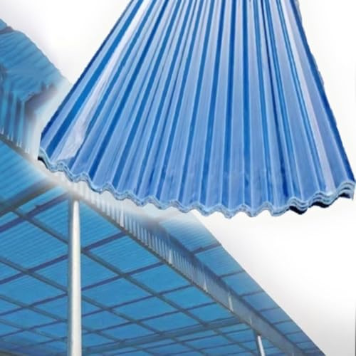 SVBVRFEEW 3×3ft Greenhouse Roofing Sheet Blue Roofing Panel 0.04in Corrugated Roofing Cladding Panel, Roof Panels UV Protection Rainproof Board Fiberglass Daylighting Panels 7/9/11/15PCS(18PCS,35.4x59
