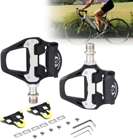 Pedales de bicicleta, pedales de clic, pedales de bicicleta de carretera, pedales autoblocantes, compatibles con SPD SL/SPD, pedales autobloqueantes de 9/16 pulgadas con tacos, sin clic para