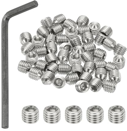 PATIKIL Viti Senza Testa A Punta A Coppa 1/4-28x1/4 Con Chiave Esagonale, 50 Pz Viti Di Bloccaggio A Punta A Coppa Con Chiave