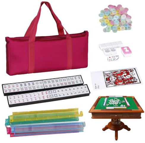 Juego genérico de Mahjong americano – Juego completo de 166 piezas con estuche de transporte | Set completo con reglas y dados ideal para principiantes, mayores y entusiastas del