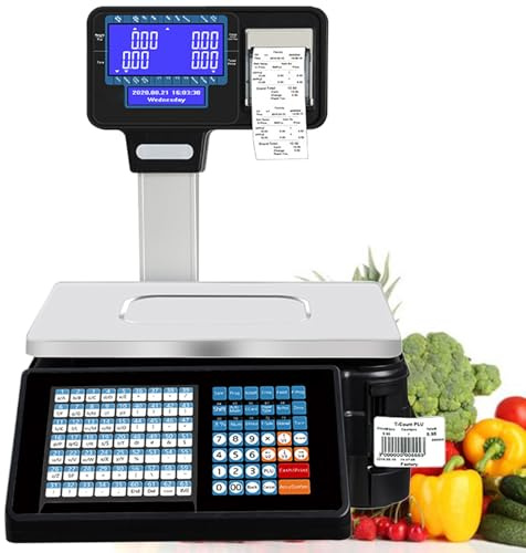 Digital prisetikettvåg, Elektronisk streckkodsvåg, Kassaregister med kvittoskrivare, Dubbelsidig LCD-skärm, 63 genvägar, Kommersiell våg för butiker Machine