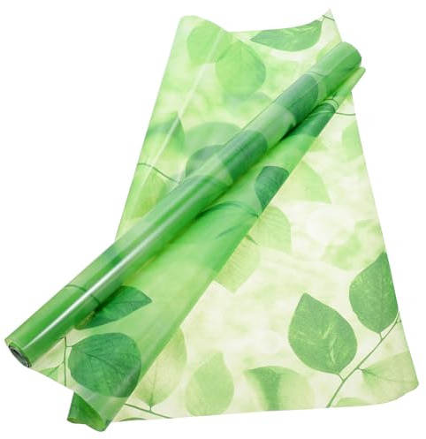 TOYANDONA Green Leaf Pattern Window Privacy Film Frosted Static Cling Decal Opaque Glass Covering for Bathroom Balcony Office Home