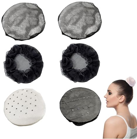 VINZOR Reti per Capelli,Retina per Capelli Chignon,6 Pezzi Retine per Capelli,Retina per Capelli Chignon Bambina,Retine per Capelli Per Hotel,Retina per Capelli Chignon Bambina con Perline