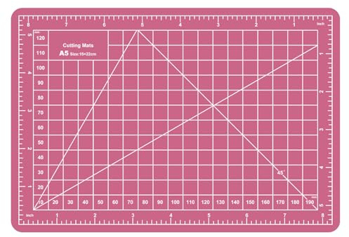 Sewing Cutting Mat 8in x 6in,Small Self Healing Cutting Board A5 Rotary Cutting Mat for Crafts Pink Double Sided Thickened PVC Craft Cutting Board for Quilting Hobby Fabric Precision