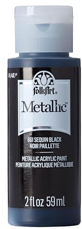 Folk Art Metallic Acrylic Paint in Assorted Colors (2 oz), 6102,2 Ounce Black (Sequin Black)