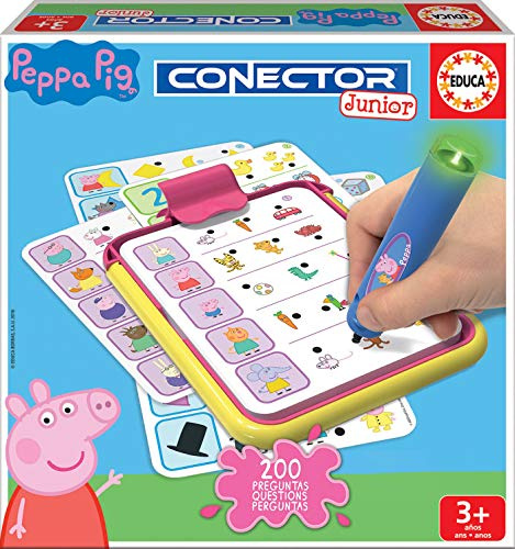 Educa - Connector Junior | Peppa Wutz Spiel mit Fragen und Antworten, inkl. LED-Stift für Kinder ab 3 Jahren (16230)