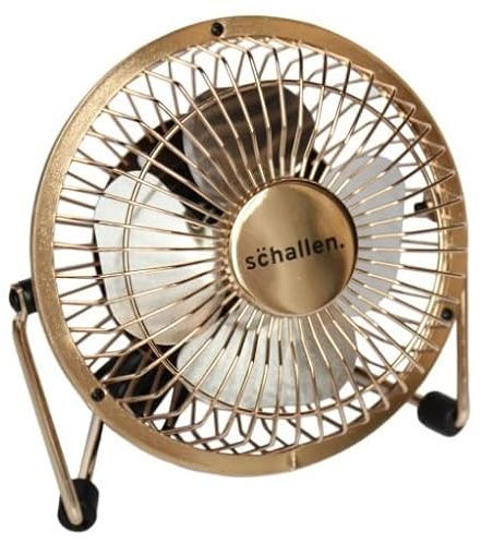 Schallen Mini Portable USB Powered Desktop Office Computer, PC, Mac, Laptop Cooling Desk Table Fan (Champagne Gold)