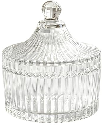 Erioctry 300ml/10oz Elegant Crystal Candy Jar With Lid - Decorative Glass Dish Bowl - Tent Shaped Biscuit Container for Home Office Desk - Wedding Buffet Gift Box