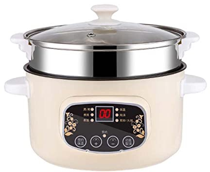Flyself Electric Hot Pot, 3.2L White Plastic Multifunction Cooker, Stir Fry, Roast, Ramen, Travel/Dorm, Electric Saucepan
