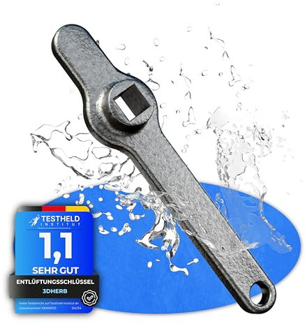 3DHerb Entlüftungsschlüssel, Edelstahl Heizungsschlüssel, Heizkörper Entlüftungsgriff, Vierkantschlüssel, Heizung entlüften, aus hochwertigem Edelstahl - DAS ORIGINAL -