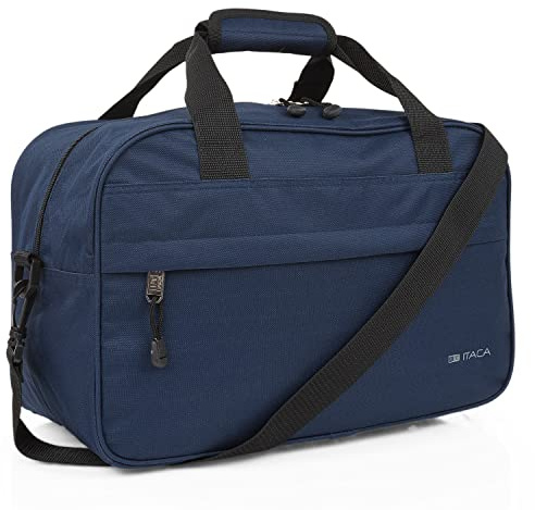 ITACA - Bolsa de Viaje Cabina 40X25X20 Mujer y Hombre, Plegable, Ligera e Impermeable. Bolsa Fin de Semana Mujer, Bolsa de Viaje Mano Compatible Ryanair, Marino