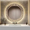 YOSHOOT Patterned 600mm Round Bathroom Mirror Wall Mounted Mirror with LED Light, Sleekest Illuminated Vanity Mirror, Anti-Fog Large Circle Makeup Mirror, 3-Color Dimmable LED Light, IP44 (Coin)