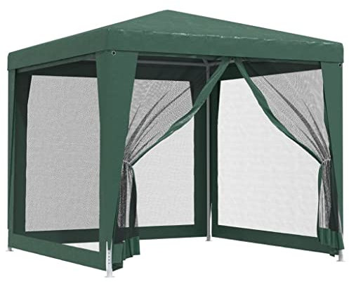 vidaXL Carpa para Fiestas con 4 Paredes de Malla, Cenador para Fiestas Bodas, Toldo Resistente al Agua, Carpa de Jardín Terraza, HDPE Verde