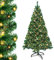 Aufun 210cm Weihnachtsbaum künstlich mit Beleuchtung, Tannenbaum künstlich Grün PVC, Edeltanne Schnellaufbau chwer entflammbar, inkl. Christbaum Ständer (2,1m, Grün)
