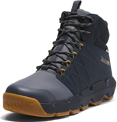 Timberland PRO Men's Morphix 6 Inch Composite Safety Toe Waterproof Industrial Casual Sneaker Boot, Grey/Navy-2024 New, 10